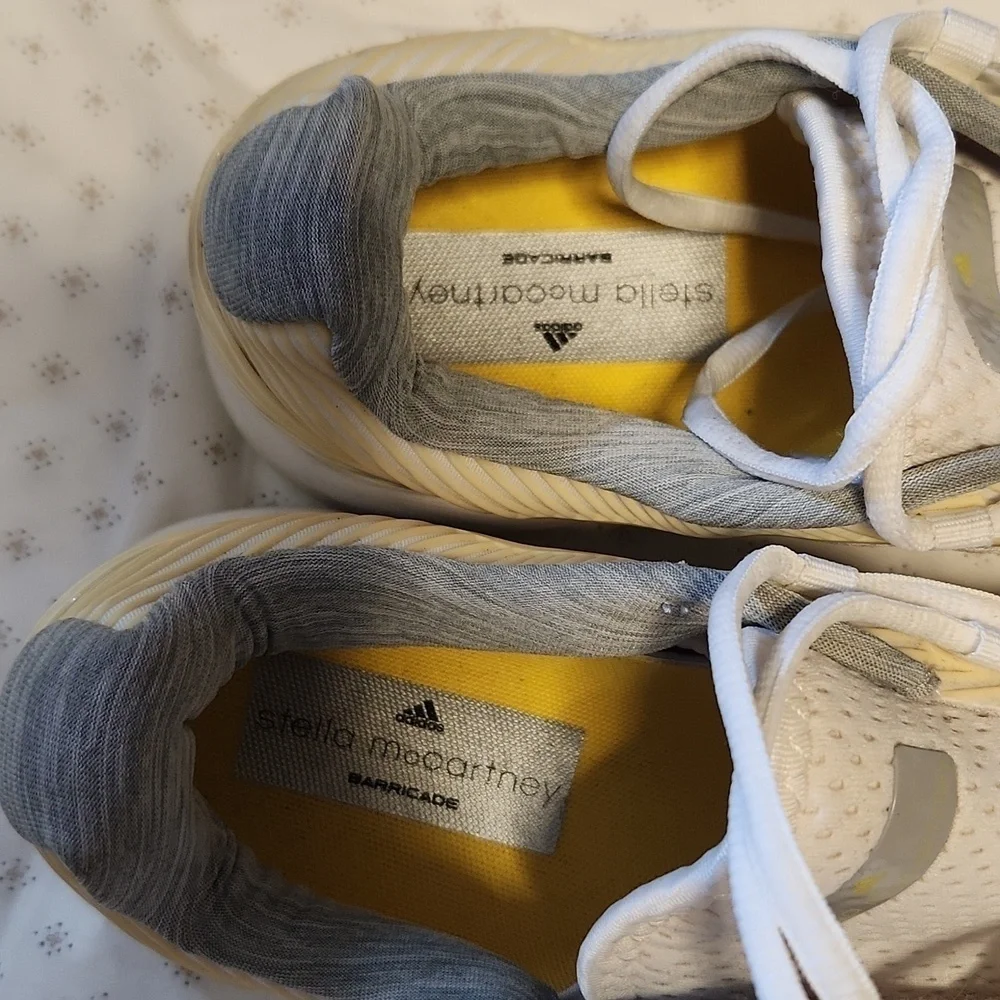 NWOT, Adidas by Stella McCartney white/yellow low-top mesh sneakers sz 10.5